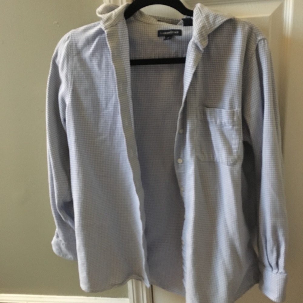 Light Blue and White Checkered Button Up